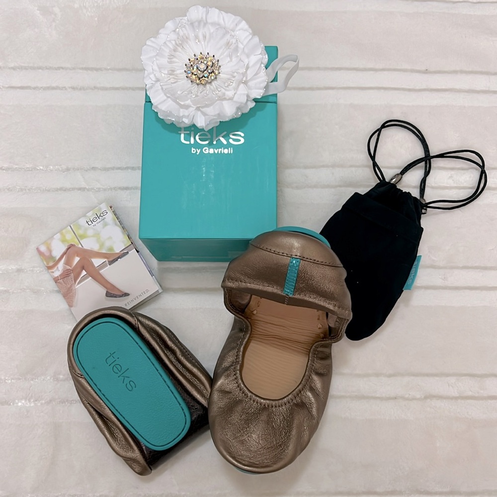 Tieks Bronze Metallic Italian Leather Foldable Ballerina Flats